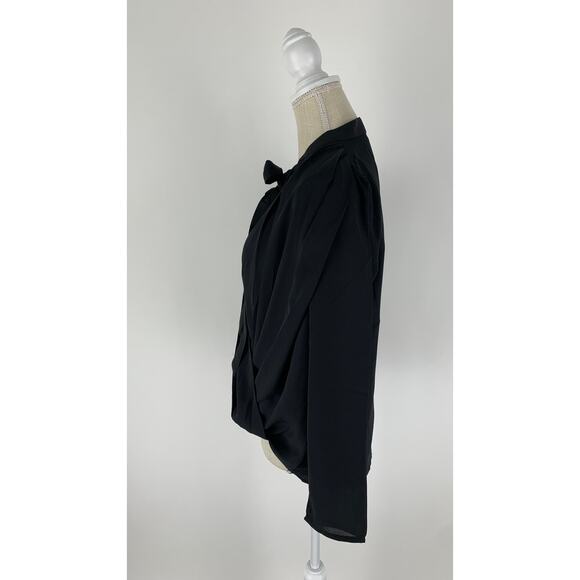Mango MNG Black Tie Blouse Top Womens Small Size 4 Long Sleeve New - Picture 6 of 11